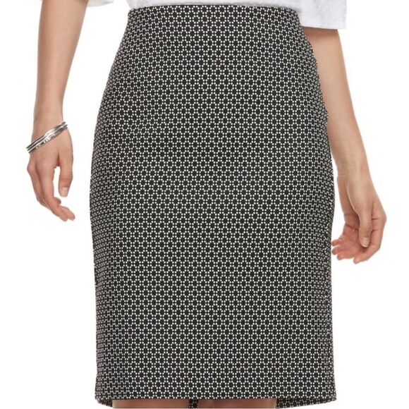 ELLE XXL Black White Pull On Stretch Pencil Skirt - Picture 1 of 11